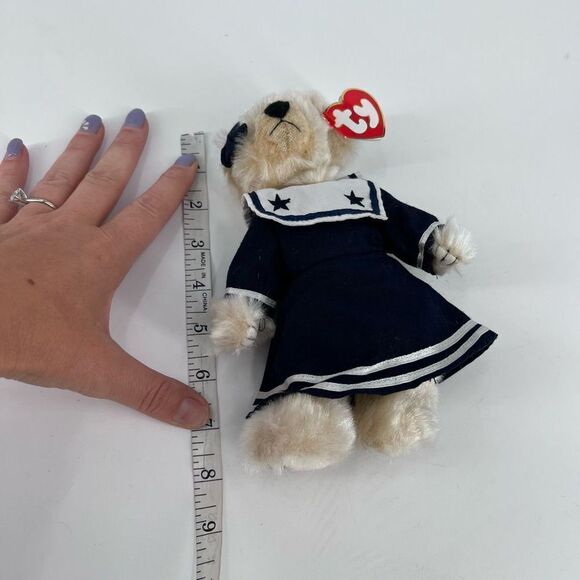 Ty Attic Treasures, Breezy, Teddy Bear 1993‎ Blue Navy Dress Stuffed Animal - Picture 3 of 6